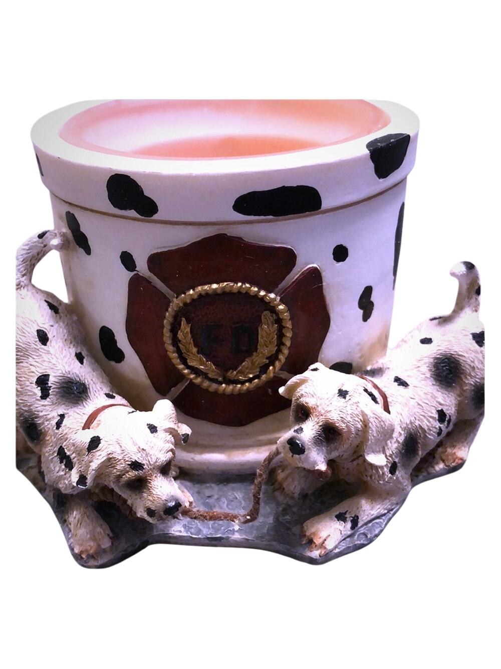 Vanmark Red Hats of Courage Dalmatians Candleholder FireFighter